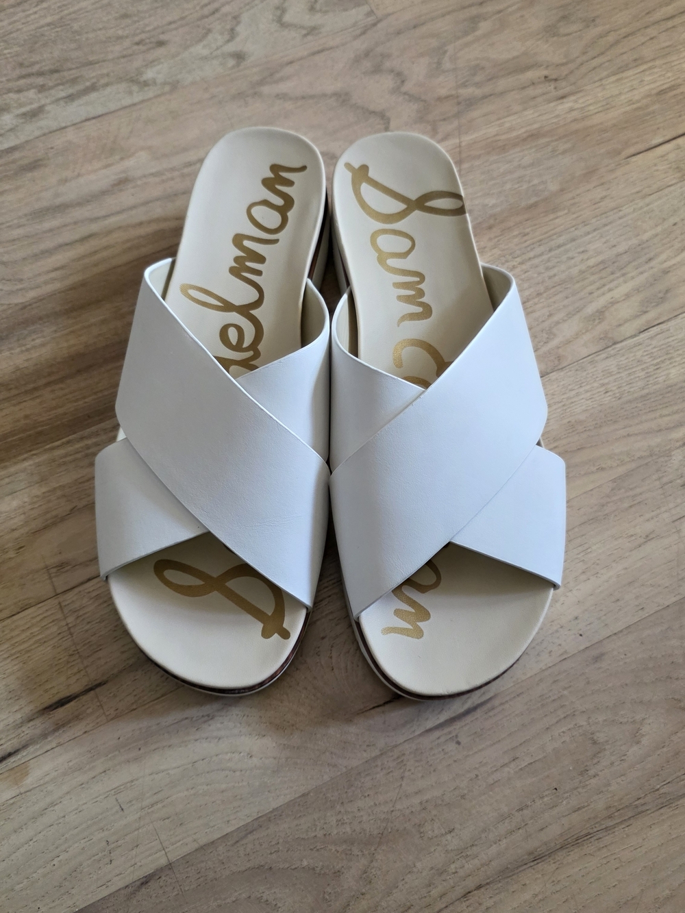 Sam Edelman White Cross-Strap Slide Sandals 'Audrea' - Picture 3 of 10